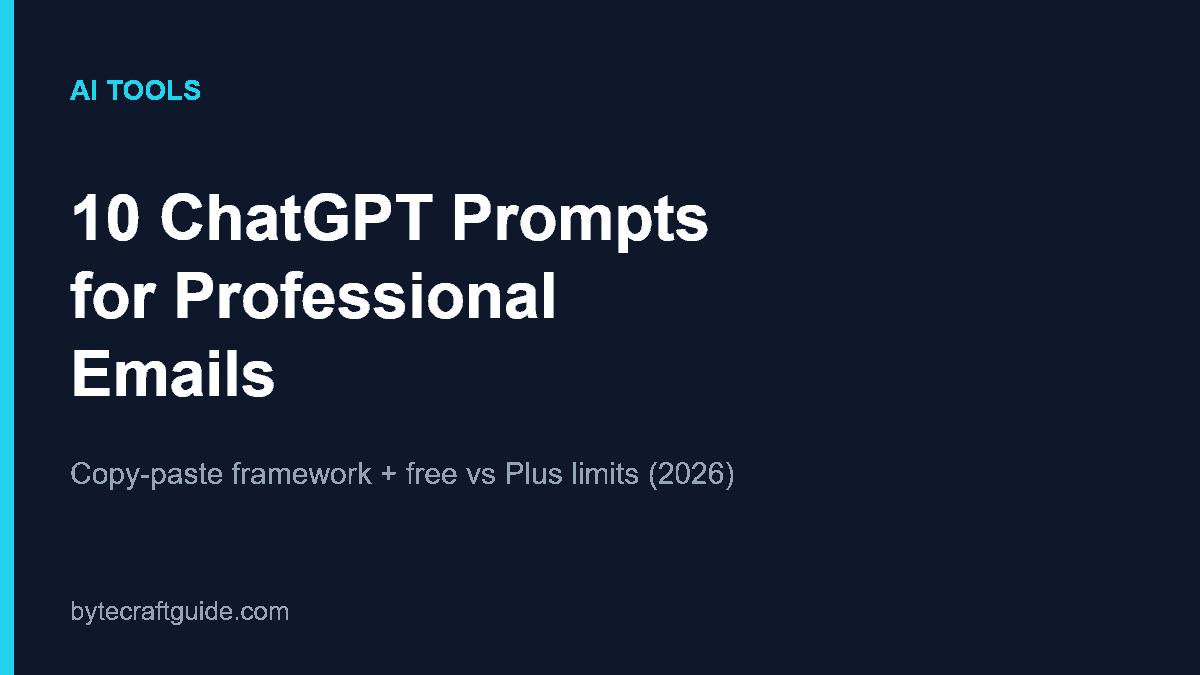 Featured image for 10 ChatGPT prompts to write professional emails, bytecraftguide.com