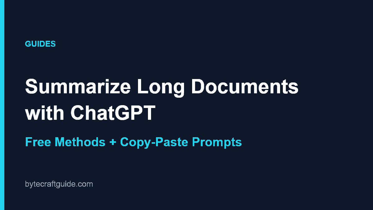 Cover image: how to use ChatGPT to summarize long documents for free, with methods and prompts