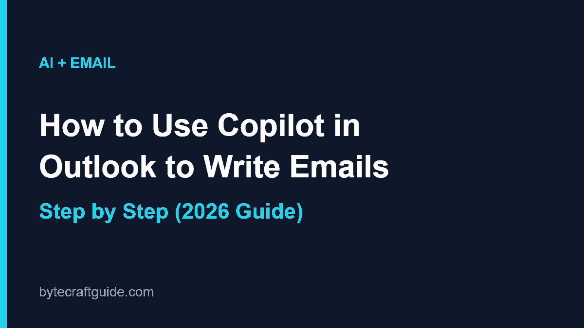 Copilot in Outlook guide cover: how to use Copilot in Outlook to write emails step by step