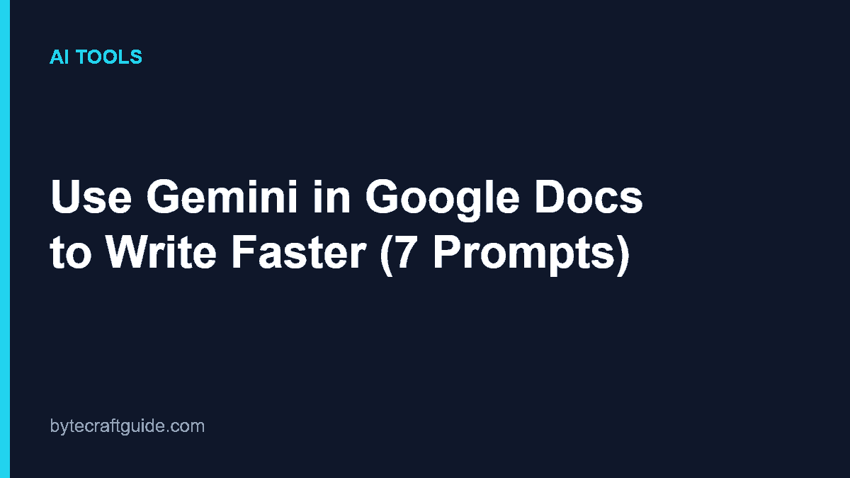 Gemini in Google Docs writing assistant panel used to write faster with AI prompts